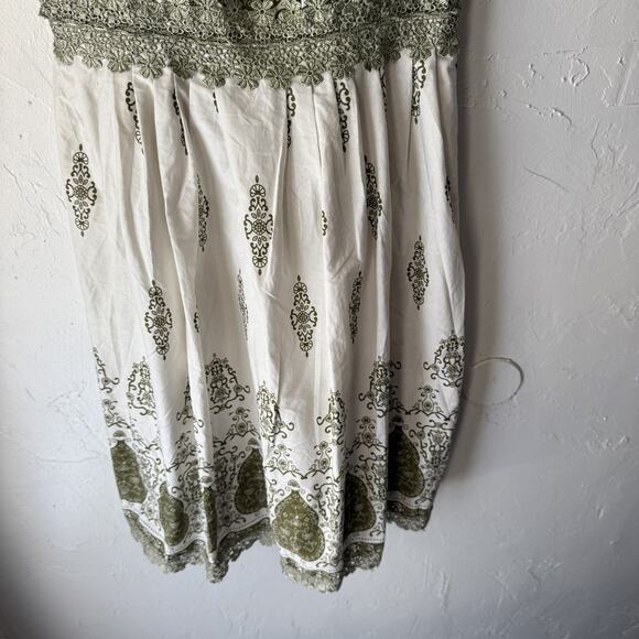 Y Apparel Dress Y2k Fairy Small White Green Boho‎ Sundress Crochet Lace Midi - Picture 3 of 9